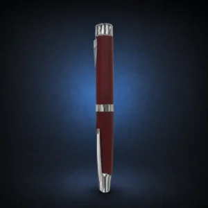 Luxura reusable pen on a dark navy studio background.