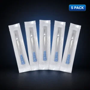 Five individually packaged 23G x 1.5-inch luer-lock needles